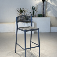 Chaises d'extérieur en métal avec sièges et dossiers en corde tressée pour jardin et terrasse