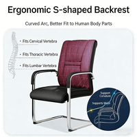 Chaise de bureau ergonomique en maille de style nouveau, matériau PU, pieds en forme d'arc, coussin confortable, chaise de conférence, de négociation et de réception
