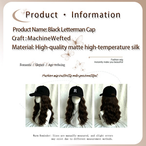 Perruque synthétique pour femme, 20 pouces, brune naturelle, lisse, avec casquette de baseball, densité 150%, ligne de cheveux naturelle, broderie lettre <span class=keywords><strong>R</strong></span>, pour usage quotidien - Product Image 4