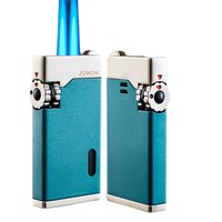 Encendedor de Gas Butano de Doble Llama Azul, Encendedor a Prueba de Viento, Portátil, Metálico, Diseño para Cigarros y Cigarrillos, Regalos Empresariales