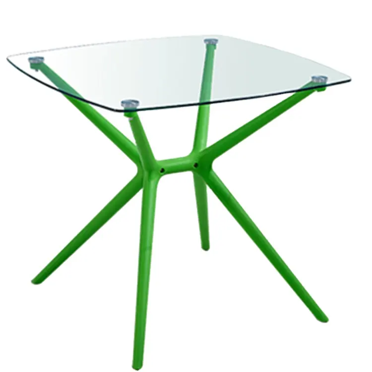 Tavolino design nordico tavolo da pranzo quadrato gambe in plastica tavolo in vetro per caffè/sala da pranzo/cucina domestica