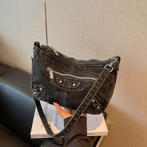 Korean Style Instagram Retro Vintage Style Button ZIP Closure All Season Portable Versatile <b>Crossbody</b> <b>Bag</b> Lazy Relaxed Shoulder - Product Image 6