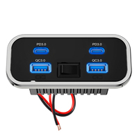Módulo USB de Fábrica 12V 24V con Carga Rápida, 4 Puertos QC 3.0, Doble USB-A y Doble Tipo C PD3.0, Enchufe de Carga con Interruptor Táctil