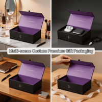 Boîte rigide élégante noire mate avec fermeture magnétique doublée violet vif pour la mode de boutique – Choix mondial