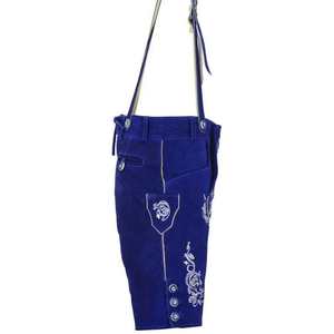 Pantalones cortos de cuero Lederhosen tradicionales bávaros azules para hombre con bordados y tirantes a juego, tallas europeas 46–60 - Product Image 6