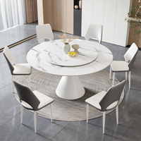 Ensemble table et chaises de salle à manger en pierre frittée moderne, plateau en marbre, pieds en fer, écologique, durable, résistant à l'eau, design renforcé