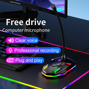 New RGB Gaming <strong>Microphone</strong> Series USB Sound Card Wired Capacitor <strong>Microphone</strong> with Colorful Luminous USB <strong>Gooseneck</strong> Mic