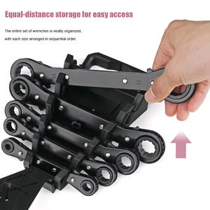 Conjunto de Chaves de Catraca de Cabeça Dupla 5 Peças em Aço Cromo Vanádio Métrico OEM Grau Industrial Ferramenta Automática Rápida para Reparo de Automóveis - Product Image 5