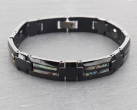 POYA-Bracelet en céramique noir pour hommes, 10mm, avec incrustation de coquille d'ormeau, en tungstène, prêt à être expédié