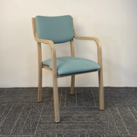 Chaise de salle à manger légère en bois massif avec accoudoirs, chaise rembourrée en tissu vert sarcelle pour hôtel, restaurant chinois, salle à manger occidentale et salon d'affaires