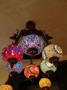 Lampes de lustre <span class=keywords><strong>Globe</strong></span>, style mosaïque turque marocain, éclairage suspendu au plafond, lampe à suspension en verre teinté - Product Image 6