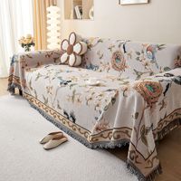Housse de canapé épaisse en tissu à motif floral de style ethnique, couverture intégrale