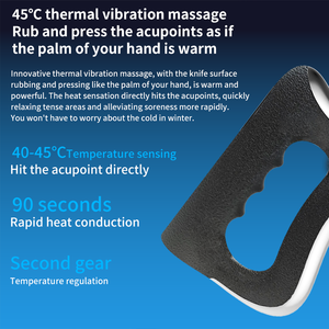 Masseur facial Gua Sha Tiktok, design ergonomique incurvé, grattoir musculaire chauffant, microcourant EMS, masseur fascia, couteau de massage - Product Image 3