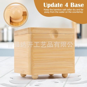 <b>Bamboo</b> Seasoning Storage Box Square Magnetic Lid With Spoon For Spice Salt Food Storage <b>Container</b> - Product Image 4