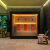 Sauna Inframerah Jauh Modern Kelas Komersial untuk 3-4 Orang, Terbuat dari Kayu Hemlock Kanada untuk Instalasi Spa Dalam Ruangan