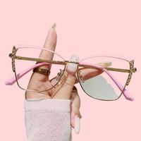 Nouvelles lunettes de soleil pour femmes, style œil de chat, monture intégrale en métal, verres PC, anti-lumière bleue, pour l'intérieur et l'extérieur