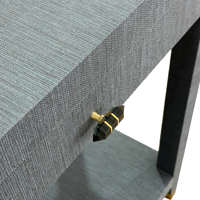 HLM01 Table console populaire de luxe au design moderne avec deux tiroirs et cadre en bois massif et toile d'herbe bleue pour le salon