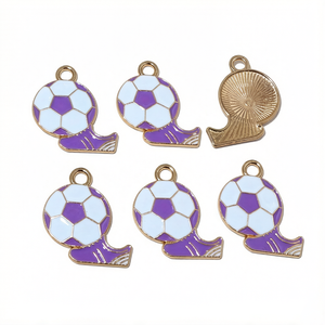 10 piezas 23x20mm Dijes colgantes de botas de fútbol esmaltadas deportivas de aleación metálica, accesorios para fabricación de joyas DIY - Product Image 3
