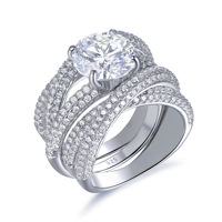 Fedi nuziali con diamanti a taglio rotondo S925 gioielli da ragazza anello di fidanzamento in argento con gioielli in zircone fedi nuziali da donna
