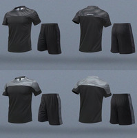 Conjunto Deportivo de Camiseta y Pantalones Cortos Transpirables, de Secado Rápido, Antibacteriano y que Absorbe la Humedad, con Detalles Reflectantes para Entrenamiento, Venta al Por Mayor