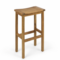 Tabouret de bar moderne de luxe en bois massif écologique, tabouret selle, hauteur comptoir avec repose-pieds pour îlot de cuisine et salle à manger