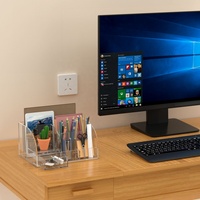 Organiseurs de bureau en acrylique transparent décoratifs avec logo personnalisé, porte-stylos, tiroir pour le bureau, l'école, la maison