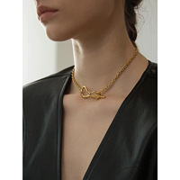 Collier simple en acier inoxydable avec pendentif nœud pour la Saint-Valentin, fermoir OT, bijoux plaqués or irréguliers, vente en gros personnalisée