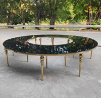 Table de réception ronde moderne en acier inoxydable et verre pour événements et mariages, mobilier de luxe doré/or rose pour hôtels et extérieur – Vente en gros