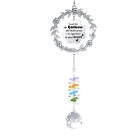 Cloche à vent attrape-soleil en cristal naturel avec inscription 'Gratitude', pendentif ornemental accrocheur, cadeau
