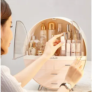 Boîte de rangement transparente en verre doré, étui de luxe pour rouge à lèvres, acrylique, bijoux, cosmétiques, maquillage, organisateur, boîte de rangement