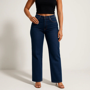 Jeans en denim long taille haute à <span class=keywords><strong>coupe</strong></span> <span class=keywords><strong>bootcut</strong></span> vintage pour femmes, grande taille, transfrontalier européen et américain - Product Image 4