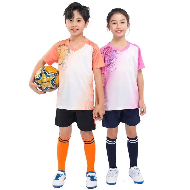 New Design Custom Name Football Jerseys High Quality Soccer Uniform sets for Kids