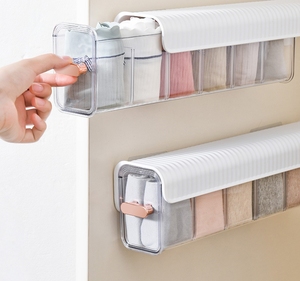 Hộp Đựng Treo Tường Hộp Đựng Vớ Đồ Lót Hộp Đựng Đồ Phòng Ngủ 6 Ngăn Trong Suốt Có Nắp - Product Image 6