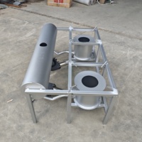 Cuisinière commerciale à double brûleur en acier au carbone pour huile usagée, robuste, avec support