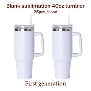 Doubled Walled Stainless Steel White Sublimation and Color <strong>Colated</strong> 40oz Tumbler With Handle - Product Image 4