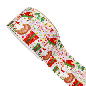 Ruban <span class=keywords><strong>en</strong></span> gros-grain de Noël à motif de dessin animé, largeur 3 pouces, imprimé Bonhomme <span class=keywords><strong>en</strong></span> pain d'épices et Père Noël, pour l'artisanat des fêtes, l'emballage de cadeaux et les nœuds pour cheveux - Product Image 3