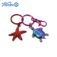 Pendentif de sac à dos et porte-clés en alliage de zinc, style luxe, motif tortue arc-en-ciel tendance, forme étoile de mer rouge personnalisée