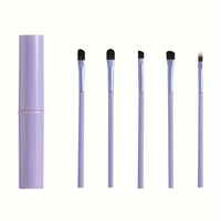 Ensemble de 5 pinceaux de maquillage pour les yeux personnalisés avec étiquette privée, pinceaux pour les yeux, les sourcils et le liner, avec étui cylindrique