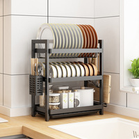 Égouttoir à vaisselle en métal pour cuisine, en acier inoxydable, pliable, double couche, pour ustensiles, tasses, assiettes et bols