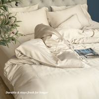 Parures de draps et taies d'oreiller de luxe 300 fils en Tencel Lyocell – Douces et rafraîchissantes, pour hôtels, couleur unie