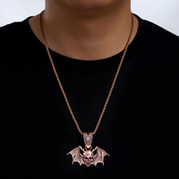 2024 nouvelle vente chaude Style Punk Halloween bijoux 3mm en acier inoxydable corde chaîne Hip Hop alliage chauve-souris crâne pendentif collier