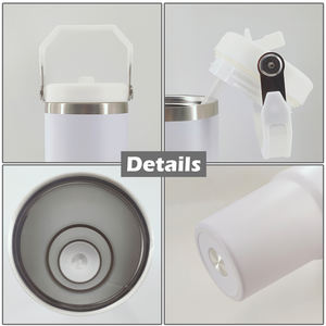 Gobelet isotherme réutilisable en acier inoxydable et céramique de 30 oz, bleu marine, avec paille rabattable, pour les voyages - Product Image 4