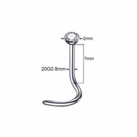 Clous et anneaux de nez en acier inoxydable G23 plaqué or avec zircon, 18G 20G, bijoux de corps pour mariages, fêtes, cadeaux, piercings de narine