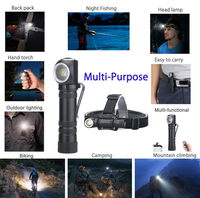 Lampe frontale LED XHP50 rechargeable, étanche, avec base magnétique, charge rapide USB-C, support de stylo amovible, pour camping et randonnée