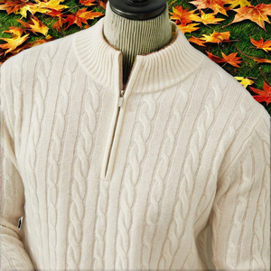 Suéter Personalizado con Logotipo para Hombre, Otoño, Transpirable, Forrado de Poliéster/Algodón, Cuello Alto, Diseño Jacquard, Tejido de Punto - Product Image 3