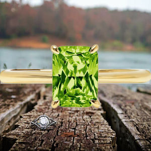 Anello di design classico alla moda con pietra gemma peridota verde impeccabile taglio radiante <span class=keywords><strong>solitario</strong></span> 4-polo per feste di fidanzamento - Product Image 1