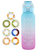 Nouvelle arrivée, bouteille d'eau de sport d'extérieur de grande capacité de 1000 ml en Tritan, avec anneaux de saveur gradués, avec 7 capsules de saveur