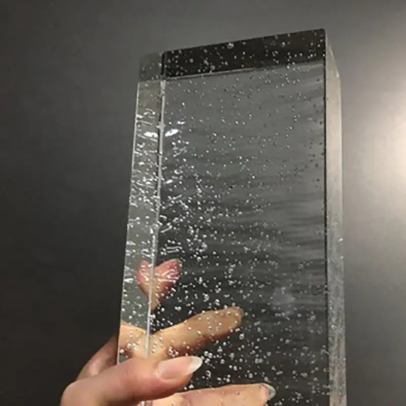 Bloques de cristal rectangulares para construcción de paredes, piezas de vidrio con luz transparente fundida