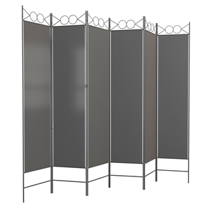 Paravent 6 panneaux en tissu anthracite, pliable, design moderne, 94,5x78,7 pouces, écran opaque pour la décoration intérieure - Product Image 1