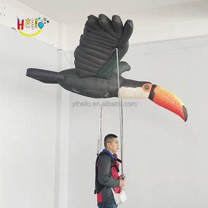 Poupée gonflable en forme d'<span class=keywords><strong>oiseau</strong></span> avec éclairage LED personnalisé, costume de grue gonflable imprimé pour défilé, soirée, spectacle - Product Image 1